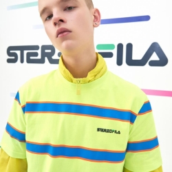 Fila Striped - Miesten Poolopaita - Vihreä | FI-48691